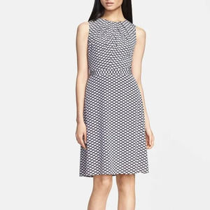 Tory Burch Dress 4 Small Tan Geometric Printed Sleeveless A-Line Maxine Silk